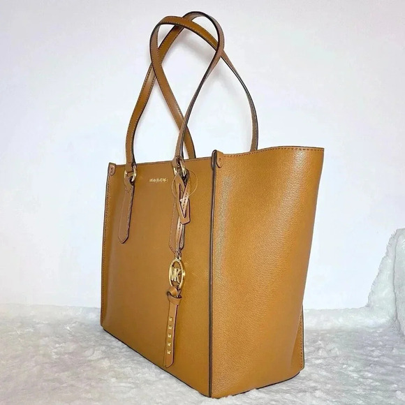 Michael Kors Large Luggage Brown Leather Kris Travel Career Work Tote Bag NWT - Picture 6 of 12